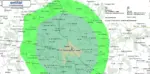 Mapa zasięgu testu w Siedlcach. (grafika: Emitel)