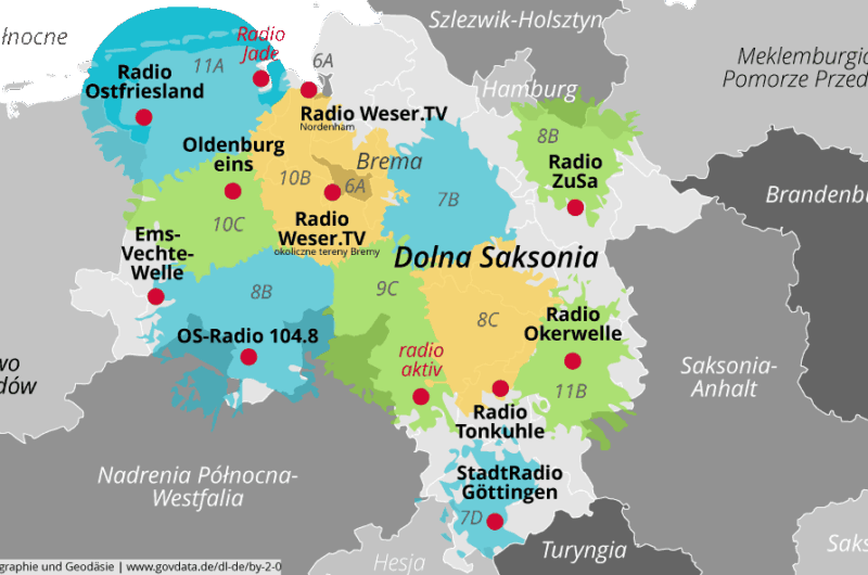 Osiem z dziesięciu stacji niekomercyjnych w Dolnej Saksonii uruchomiono w DAB+, dwie stacji dołączą później. (grafika: dab.plus)