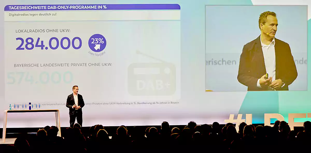 Co roku na targach Lokalrundfunktage w Norymberga przedstawiane są wyniki słuchalności bawarskich stacji radiowych. (fot. Ludwig Olah i Benjamin Brückner / Medien.Bayern GmbH)