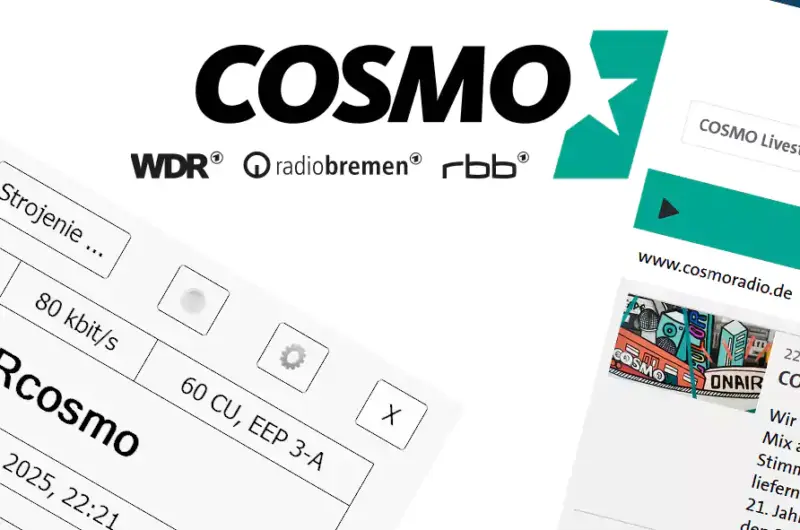 Kolaż Radio Bremen, rbb i WDR Cosmo (logo: WDR)