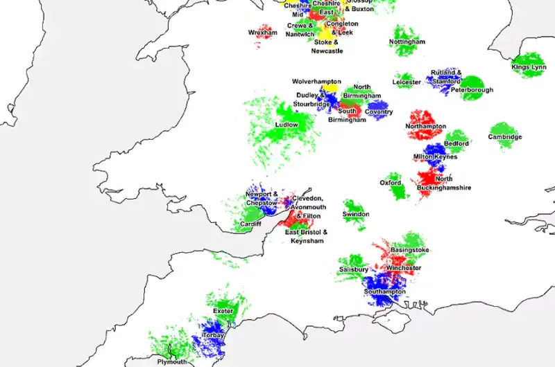 Mapa uruchomionych obszarów multipleksowych (mapa: Odcom)
