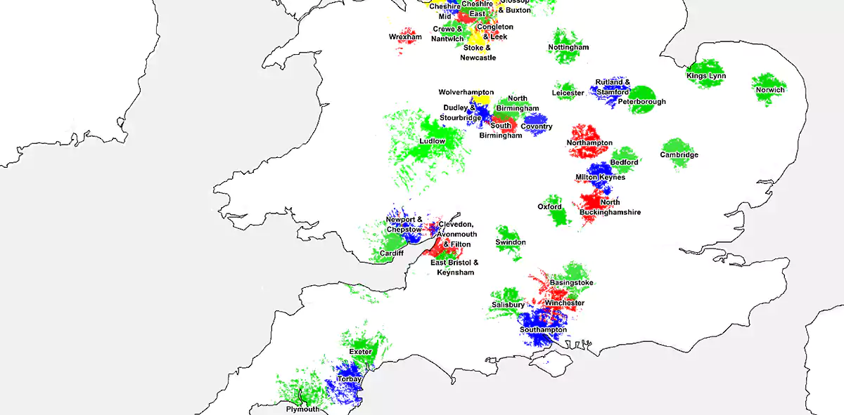 Mapa uruchomionych obszarów multipleksowych (mapa: Odcom)