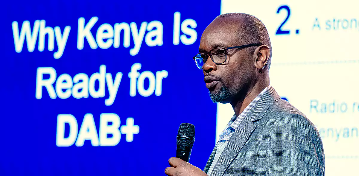 Steve Areba, dyrektor generalny BSI przedstawił na szczycie WorldDAB 2025 stan przygotowania Kenii do uruchomienia DAB+. (fot. Thomas Geuens)