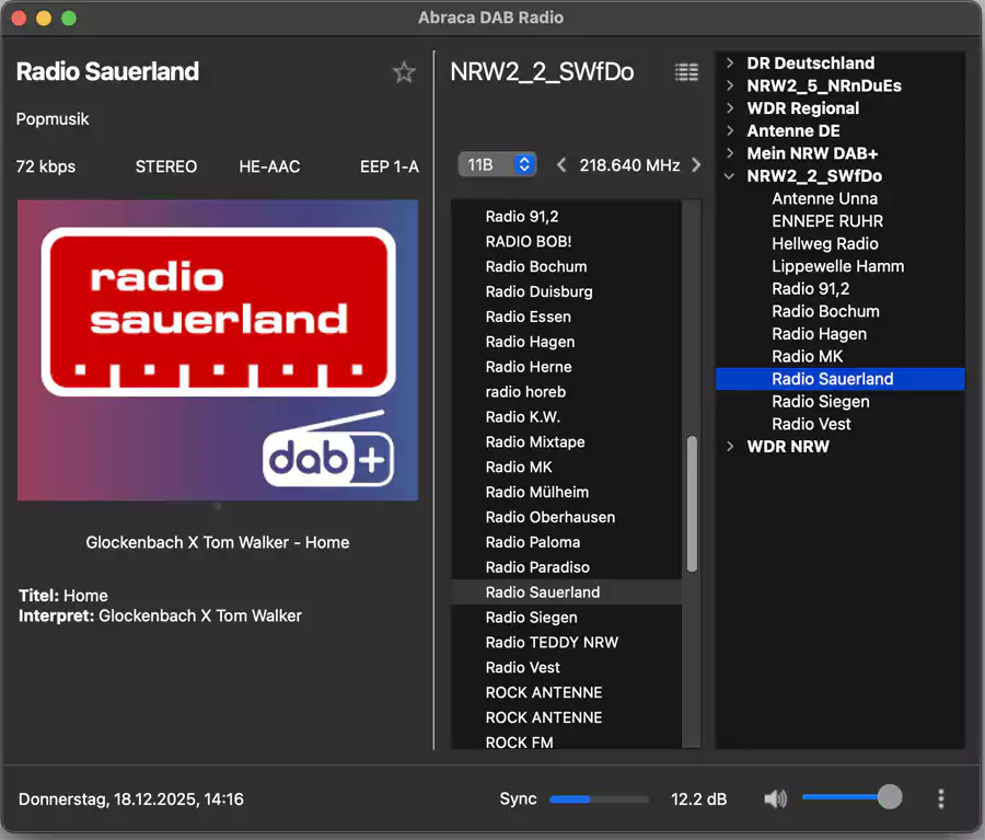 Oprogramowanie AbracaDABra do odbioru DAB+ na komputerze. (zrzut ekranu)