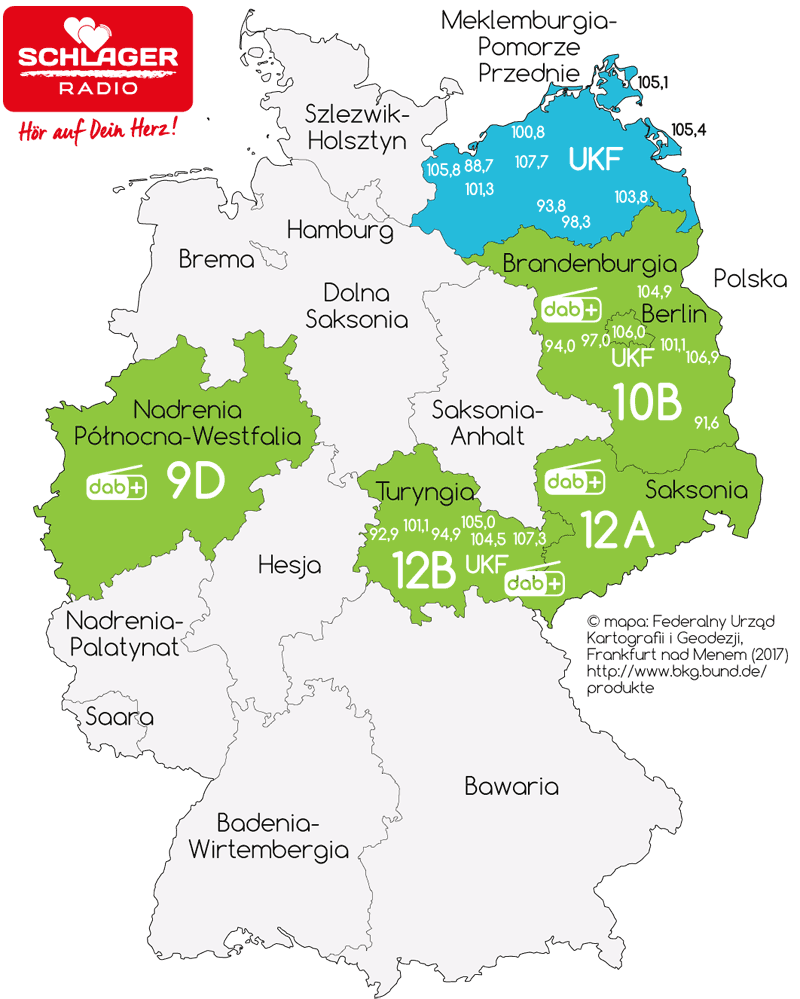 Zasięg Schlager Radio w Niemczech (grafika: dab.plus)