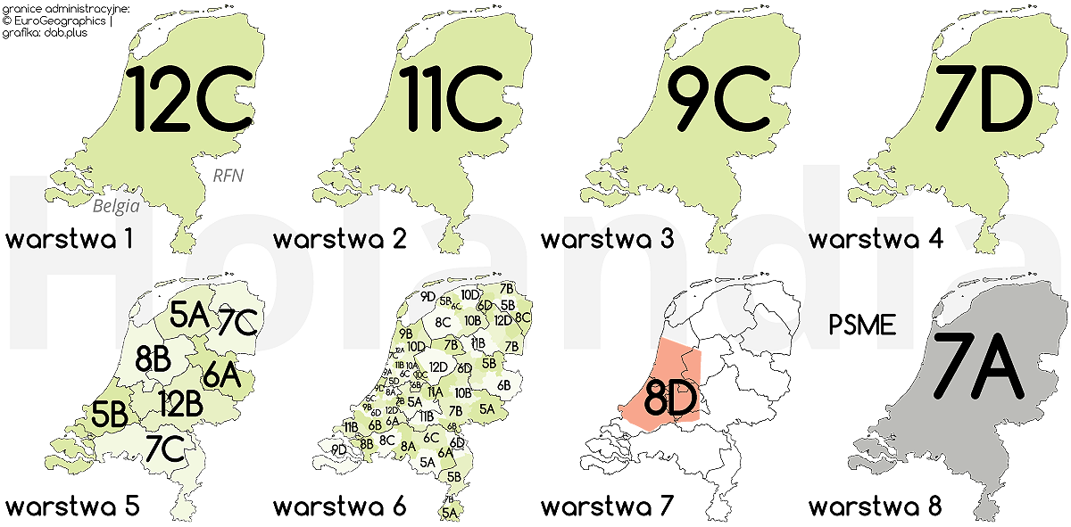 Zasoby wykorzystywane dla radia cyfrowego DAB+ w Holandi (granice administracyjne: EuroGeographics, grafika: dab.plus)