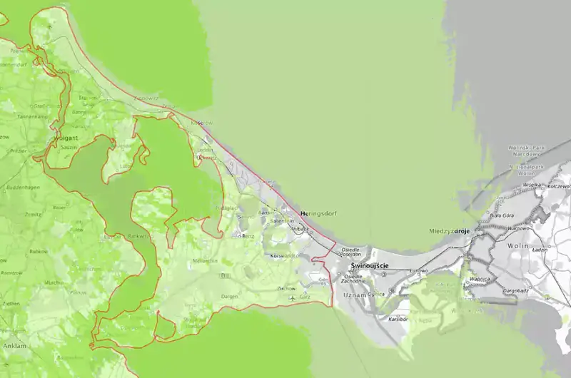 Do 5. sierpnia część Uznam było poza zasięgiem ogólnoniemieckiego radia. Po uruchomieniu nowego nadajnika oferta programowa na wyspie wzrosła. (mapa: empfangsprognose.de)